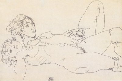 Twee liggende meisjesakten door Egon Schiele